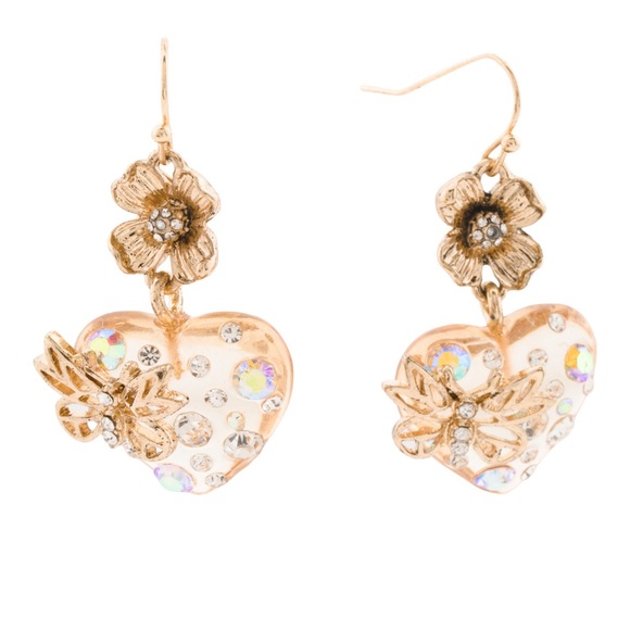 Betsey Johnson Jewelry - 🎉LAST PIECE 🎉 BETSEY JOHNSON
Butterfly Flower Crystal Heart Drop Earrings